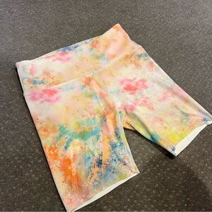 RBX Tie Dye Splatter Paint Multicolor Spandex Biker Short Leggings